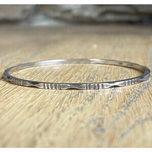 Vintage Mexico 925 Sterling Silver Stamped Bangle Minimalist Southwest Style